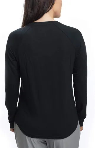 Vista 2 de Keep it Basic - Camiseta de dormir de manga larga con cuello redondo para mujer