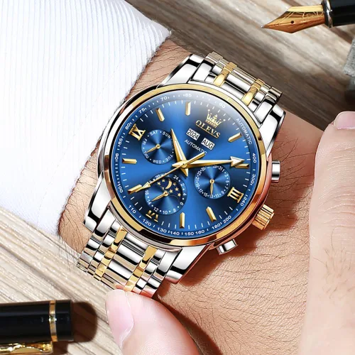 Vista 61 de OLEVS Relojes automáticos para hombre, esqueleto mecánico, de lujo, a la moda, reloj de pulsera luminoso impermeable