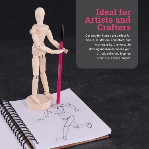 Vista 7 de US Art Supply® - Maniquí articulado de madera de 8 pulgadas para mujer, maniquí articulado con base y cuerpo flexible, perfecto para dibujar