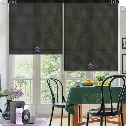 Vista 13 de Graywind Persianas enrollables inteligentes acopladas compatibles con Alexa Google, tamaño personalizado extra grande, persianas motorizadas