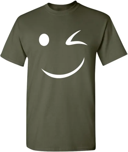 Vista 17 de Camiseta divertida con diseño de cara sonriente con texto en inglés «Happy Wink»
