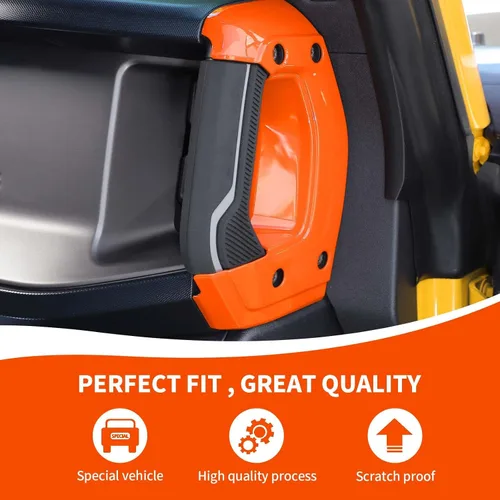 Vista 4 de RAZPOY Cubierta para manija lateral de consola central compatible con accesorios interiores Ford Bronco 2021-2023, naranja