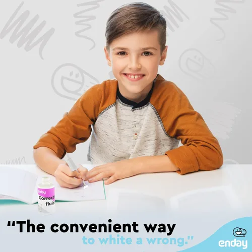 Vista 6 de Enday - Líquido corrector líquido de corrección, paquete de 4, líquido blanco, 0.7 onzas líquidas, corrector suave multiusos para la escuela