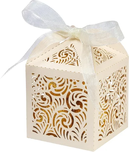 Vista 5 de COTOPHER 60 cajas de recuerdo cortadas con láser, caja de regalo pequeña de 2 x 2 x 2.75 pulgadas para regalos, recuerdos de fiesta de boda
