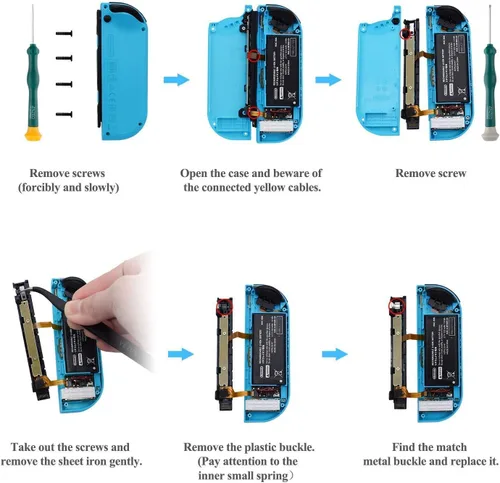 Vista 4 de LONANDY Paquete de 2 joysticks Joycon kit de reparación Joycon piezas de repuesto para Nintendo Switch Switch Lite y Switch OLED incluye empuñaduras