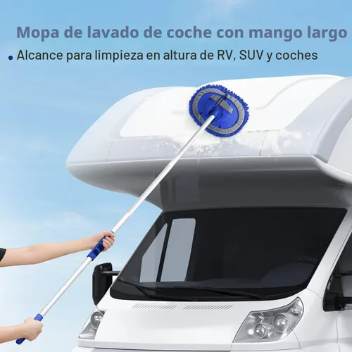 Vista 4 de Wontolf Cepillo de Lavado de Coche de 62'' con Mango Largo, Cerdas Suaves Sin Rayones Kit Resistente de Trapeador de Lavado de Coche, Kit Completo