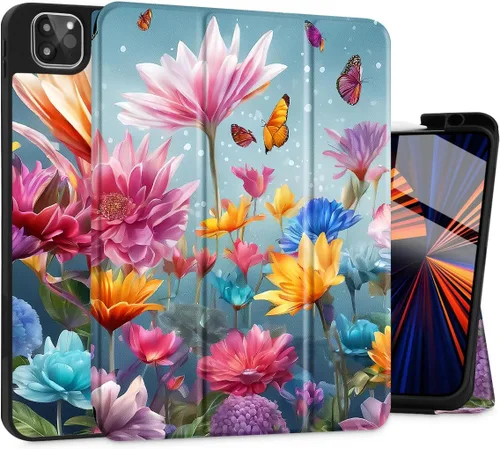 Vista 23 de Funda Tuiklol para iPad Pro de 12.9 pulgadas 2022 2021 2020 2018 6th / 5th / 4th / 3rd Gen Built in Pencil Holder Protective Stand Back Cover with