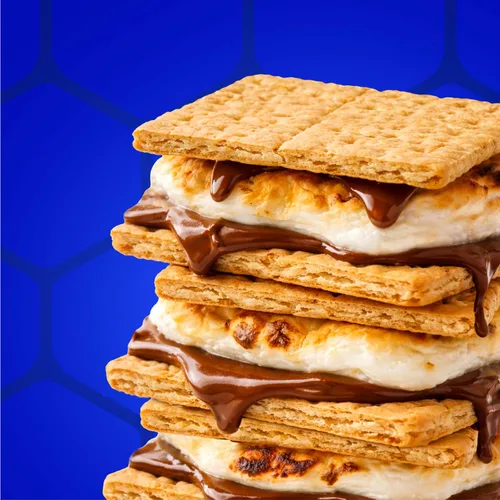 Vista 6 de HONEY MAID Graham Crackers, aperitivos para el almuerzo, tamaño de fiesta, 28.8 onzas 0.28 oz de grano entero por porción de 1.06 oz, hecho