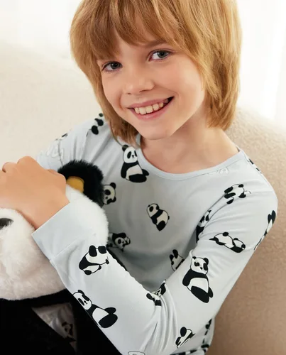 Vista 4 de Bamboo Viscose Baby Boys Girls Pajama Sets 2-8Y Toddler Kids Softness Two Piece Long-Sleeve Snug fit Sleepwear Pjs Panda