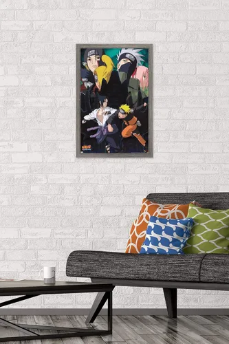 Vista 2 de Trends International Naruto - Póster de pared de acción, 14.725 x 22.375 pulgadas, versión enmarcada de madera de granero Versión sin marco