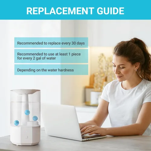 Vista 3 de Livatro Bola de limpieza del humidificador: combate el moho del humidificador y las bacterias con limpiador humidificador, evita la acumulación