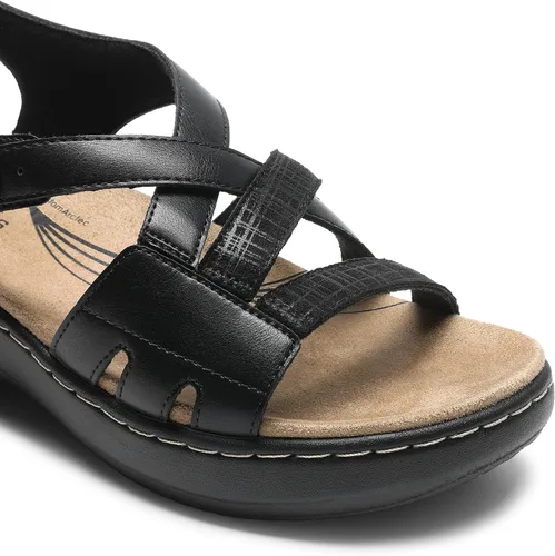 Vista 6 de DREAM PAIRS Sandalias de cuña cómodas con soporte de arco para mujer, puntera abierta, zapatos para caminar de verano