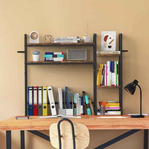 Vista 5 de Estantería de escritorio, 37.4" W escritorio Hutch Dorm, para oficina en Marrón