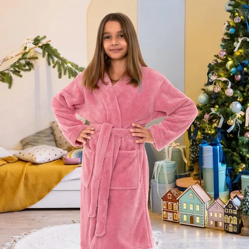 Vista 6 de TowelSelections - Bata de forro polar tpo kimono para niña
