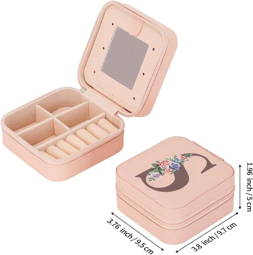 Vista 2 de LETURE Joyero de viaje pequeño joyero organizador de joyas con espejo, regalos únicos para mujeres, adolescentes, niñas, mamá, abuela, regalos