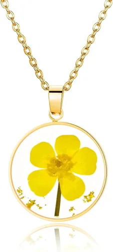 Vista 79 de Pressed Flower Necklace Gift for Women Personalized Handmade Necklaces Birth Flower Necklace