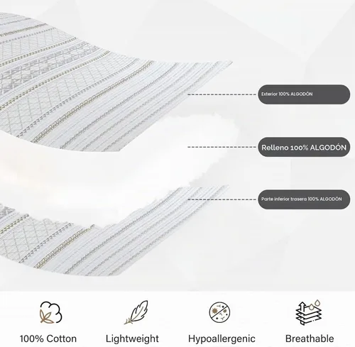 Vista 4 de PERHOM Juego de ropa de cama de 100 % algodón bohemio con 2 fundas