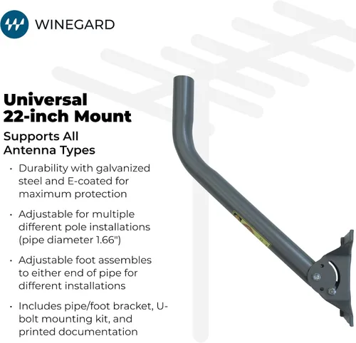 Vista 3 de Winegard DS2000A - Soporte universal de 22 pulgadas para antenas de TV fuera del aire, color gris