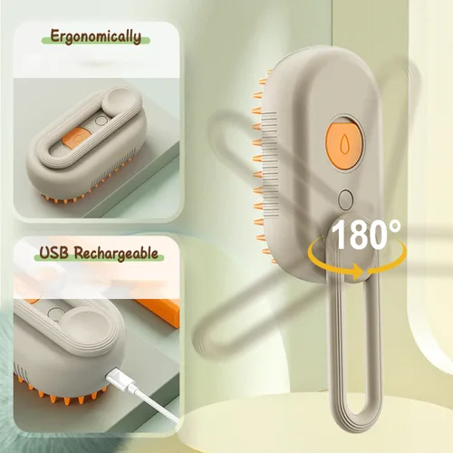 Vista 5 de Defur - Peine para gatos y perros, cepillo de vapor 3 en 1 para gatos y gatos, cepillo de vapor para quitar y arreglar, cepillo 3 en 1 para Caqui