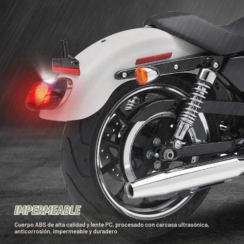 Vista 5 de NTHREEAUTO Luz trasera LED ahumada para motocicleta, luces traseras con luces de matrícula de freno compatibles con modelos Harley Dyna, FLST