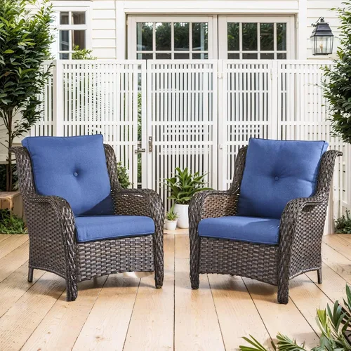 Vista 79 de Belord Mesa auxiliar pequeña para exteriores, mesa de mimbre de vidrio templado, mesa de centro impermeable para patio, mesa auxiliar de ratán