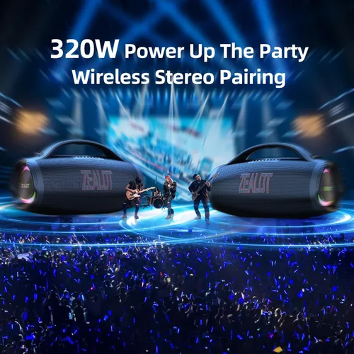 Vista 3 de ZEALOT Altavoz Bluetooth Portátil, Altavoz Bluetooth Inalámbrico de 160W RMS, Parlante/Bocinas Bluetooth, IPX6 Impermeable