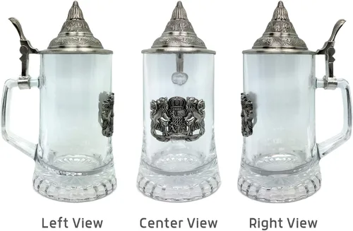 Vista 4 de OktoberfestHaus - Medallón de metal del Bayern alemán de 0,5 litros para hombre, con tapa de metal, taza de cristal