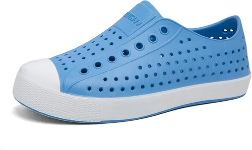 Vista 20 de FLIOZY Zuecos de jardín impermeables para hombres y mujeres, zapatos ligeros y transpirables de EVA sin cordones, cómodos y antideslizantes, calzado