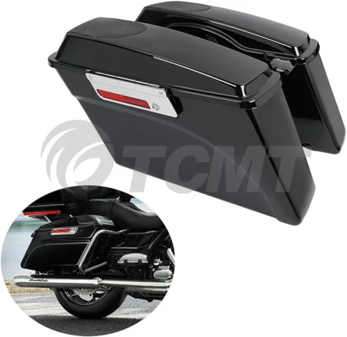 Vista 2 de TCMT Alforjas rígidas de 5 x 7 pulgadas, tapas de altavoz con altavoz y forros, inserto de alfombra para modelos Harley Touring CVO Road Glide Road