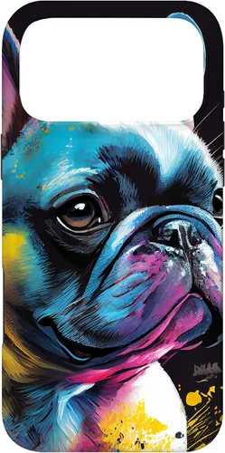 Vista 22 de French Bulldog Puppy Colorful Illustration Graphic Case for iPhone 17