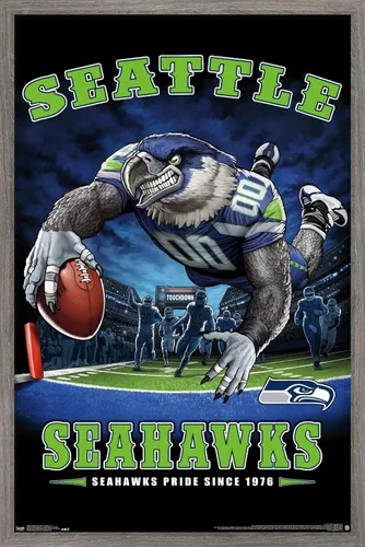 Vista 11 de Trends International NFL Seattle Seahawks - Póster de pared de End Zone 17, 14.725 x 22.375 pulgadas, versión enmarcada de madera de granero