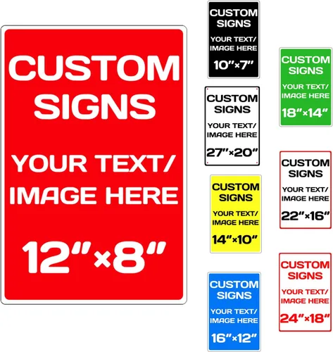 Vista 23 de Letreros metálicos personalizados de aluminio resistentes a la intemperie, texto e imagen personalizados, varios tamaños, peligro, jardín, puerta