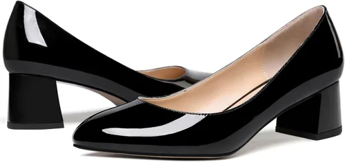 Vista 6 de NUMALEO Zapatos de tacón bajo grueso con punta redonda para mujer, de 2 pulgadas