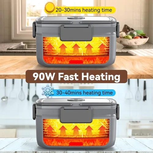 Vista 2 de Sitlais Lonchera eléctrica con calefacción para hombres, calentador de alimentos portátil para automóvil, camión, 90 W, lonchera autocalentable