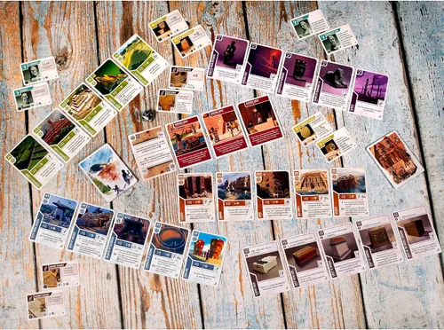 Vista 3 de IELLO: Ancient Knowledge Heritage - Expansión del juego de cartas de estrategia, juego de mesa de construcción de Tableau, nuevas cartas y efectos