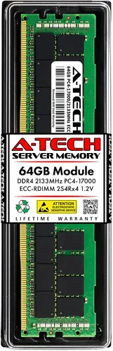 Vista 151 de A-Tech 4GB DDR4 2133MHz PC4-17000 ECC RDIMM 1Rx8 Single Rank 1.2V ECC Registered DIMM de 288 pines Módulo de actualización de memoria RAM