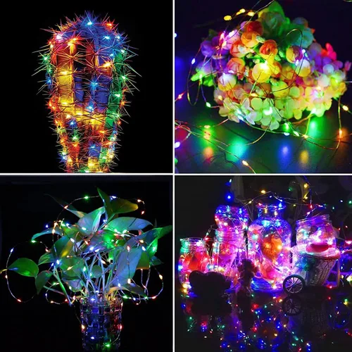Vista 3 de Guirnalda de 200 luces LED de 66 pies con mando a distancia, luz parpadeante enchufable para exteriores e interiores 8 Modes, Timer, Dimmable