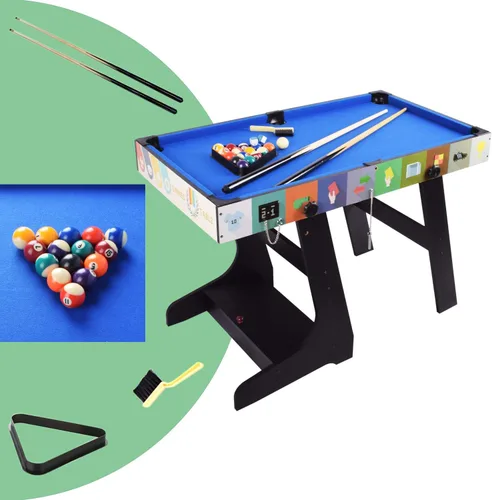 Vista 3 de DRM Mesa de juego deportiva plegable 4 en 1 de 4 pies, mesa combinada - Mesa de billar/billar, mesa de hockey de aire, mesa de tenis de mesa, mesa
