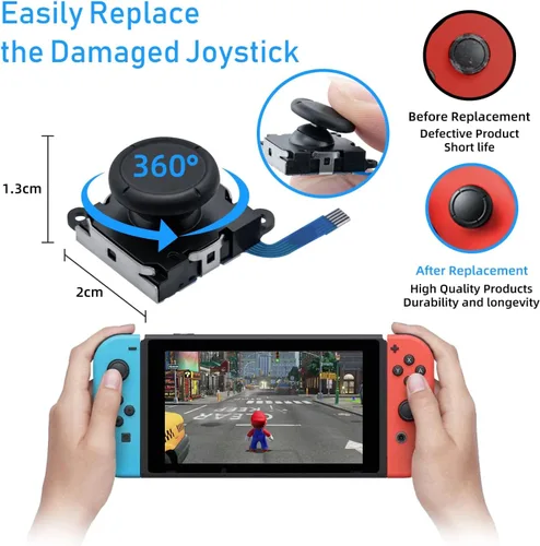 Vista 3 de Wigearss Replacement 3D Analog Joystick and Repair Tool Kit for N SwitchSwitch OLED Joy-ConSwitch Lite - Black