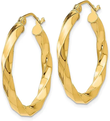 Vista 2 de Juego de aretes de aro trenzados de oro amarillo de 14 quilates de 0118in joyería fina redonda para mujer regalos para ella Cristal Oro amarillo