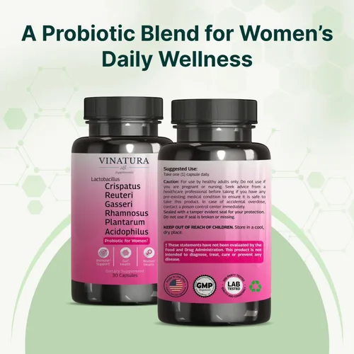 Vista 9 de VINATURA Lactobacillus Rhamnosus, Reuteri, Gasseri, Plantarum, Crispatus, Acidophilus Probióticos - Probióticos para mujeres *Hecho y probado