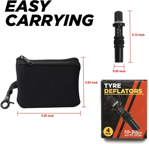 Vista 3 de Desinfladores de neumáticos, juego de 4 piezas ajustables con parada automática, 10-30 PSI, herramienta para reducir la presión del aire, accesorios