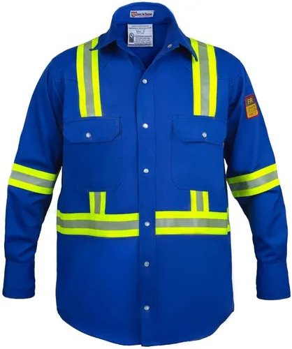 Vista 11 de Camisa Hi Vis de alta visibilidad FR resistente al fuego - 88% C/12% N - 7oz Azul marino