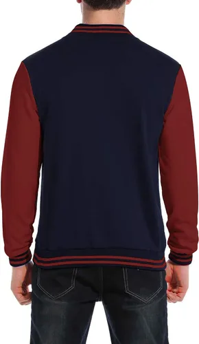 Vista 2 de COOFANDY - Chaqueta universitaria, estilo aviador para hombre, hecha de algodón, casual y ajustada