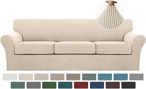 Vista 62 de Turquoize 2 fundas para sillas de sala de estar, funda de sofá con fundas de cojín individuales, funda de muebles para sillas (silla, beige biscotti)