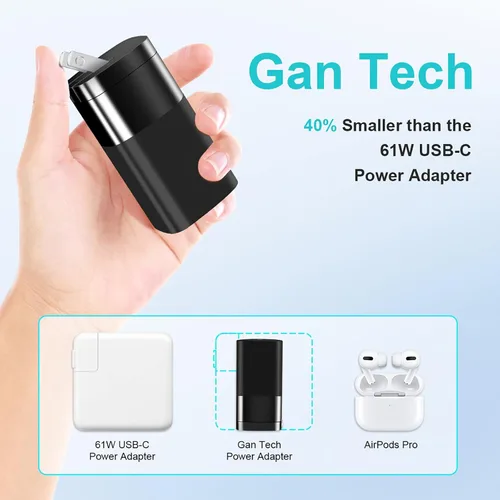 Vista 3 de Sisyphy GaN-001US - Cargador USB C GaNk para tablets Surface de 65 W, con superficie de nailon de 6 pies a cable USB C, compatible con Microsoft