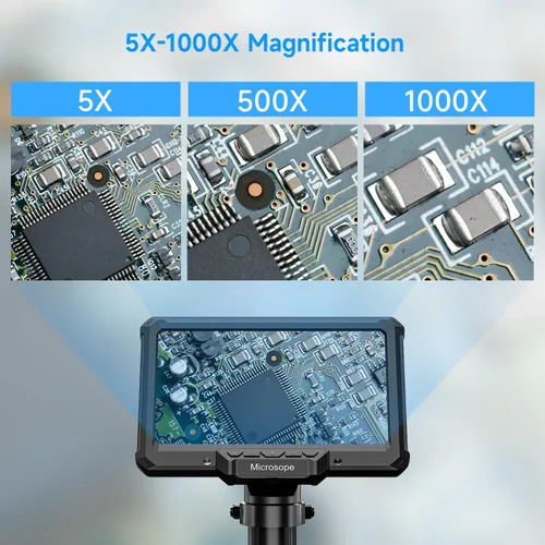 Vista 16 de Leanking Microscopio digital para adultos y niños, microscopios de lupa de monedas de pantalla de 7 pulgadas para monedas de error, PCB, errores