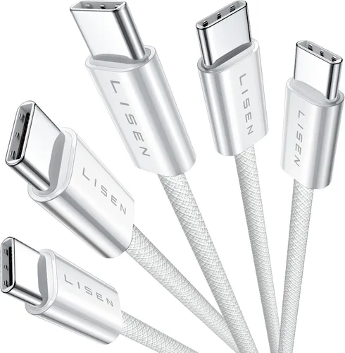 Vista 9 de LISEN Cable USB C, paquete de 5 cables USBC a USBC [0.5 pies] para iPhone 17 16e 15 Pro Max, cable de carga rápida de 60 W C a C para Galaxy Negro