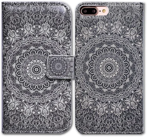 Vista 15 de Bcov Bfun - Funda para iPhone 8 Plus, funda para iPhone 7 Plus, diseño de cachemira brillante con ranura para tarjetas, funda de cuero para iPhone 7