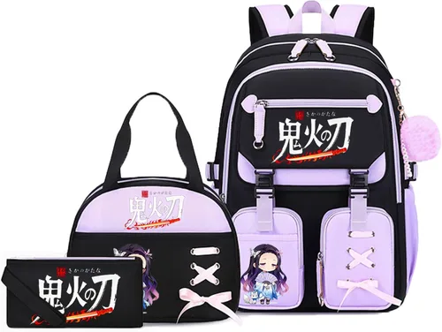Vista 17 de Mochila de anime para niñas con puerto de carga USB 20L, mochila escolar para adolescentes, mochila grande para computadora portátil para viajes uso